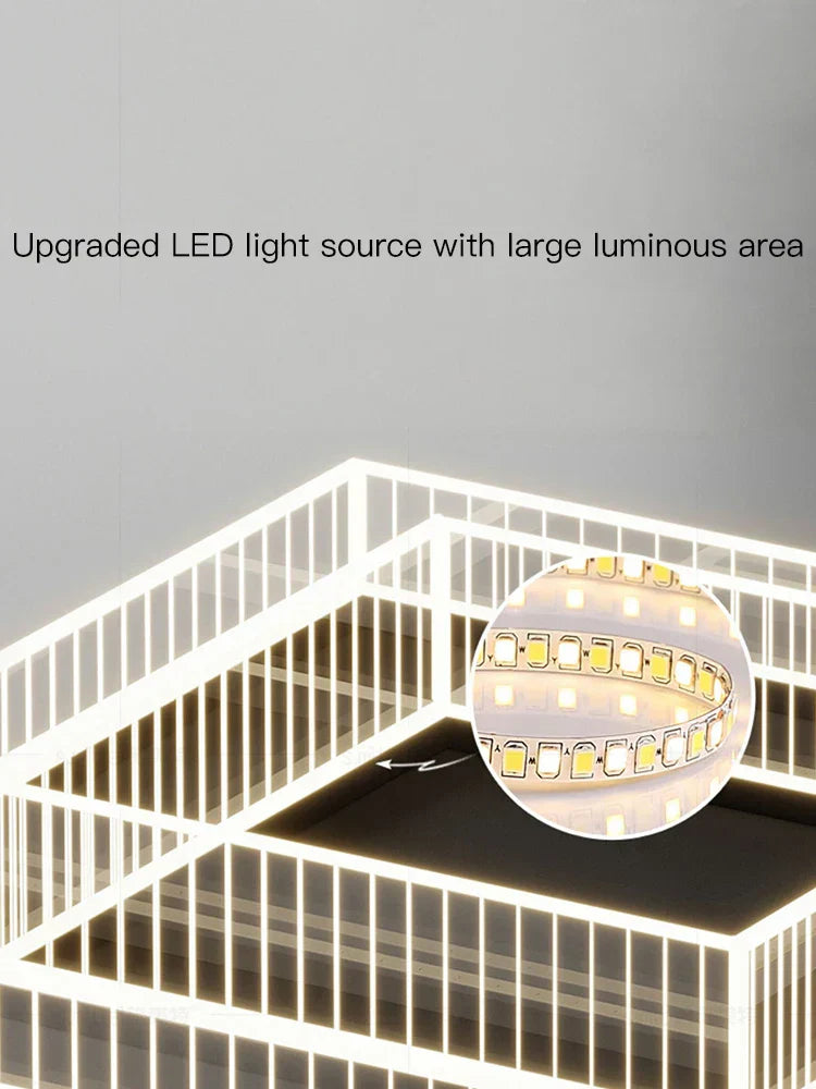 DecorBites™ LED Black Chandelier Acrylic Ceiling Lamp: Modern Luxur Lighting for Home & Office