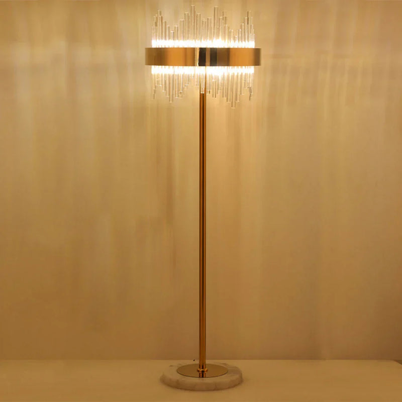 DecorBites™ Crystal Gold Floor Lamp for Bedroom & Living Room - Modern Luxury LED Light
