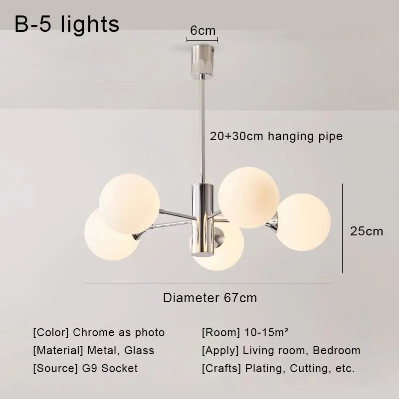 DecorBites™ Glass Ball LED Ceiling Chandelier for Modern Living Room and Bedroom