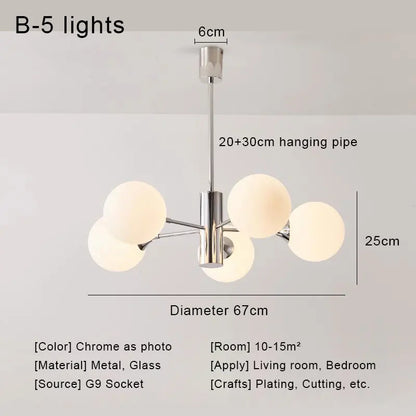 DecorBites™ Glass Ball LED Ceiling Chandelier for Modern Living Room and Bedroom