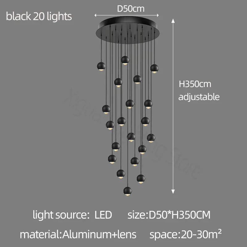 DecorBites™ Globe Lens Metal Chandelier for Living Room Kitchen Bedroom Cafe Staircase Villa