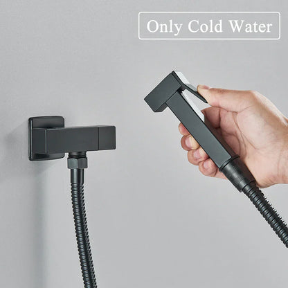 DecorBites™ Brass Bidet Faucet Single Cold Water Black Toilet Sprayer Valve Jet Set