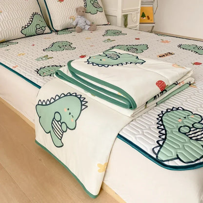 DecorBites™ Cool Feeling Silky Summer Comforter & Latex Fitted Sheet Set