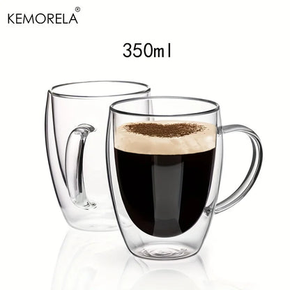 DecorBites™ Double Wall Glass Coffee Mug Set - Enjoy Your Favorite Beverages in Style