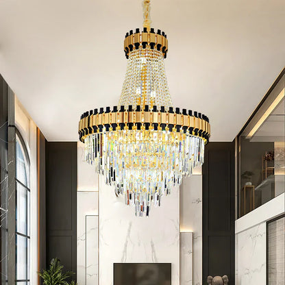 DecorBites™ Crystal Chandelier for Duplex Villa Living Room with Intelligent Dimming