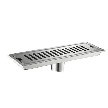 DecorBites™ Black 304 Stainless Steel Strip Floor Drain for Toilet, Shower, Large Overflow