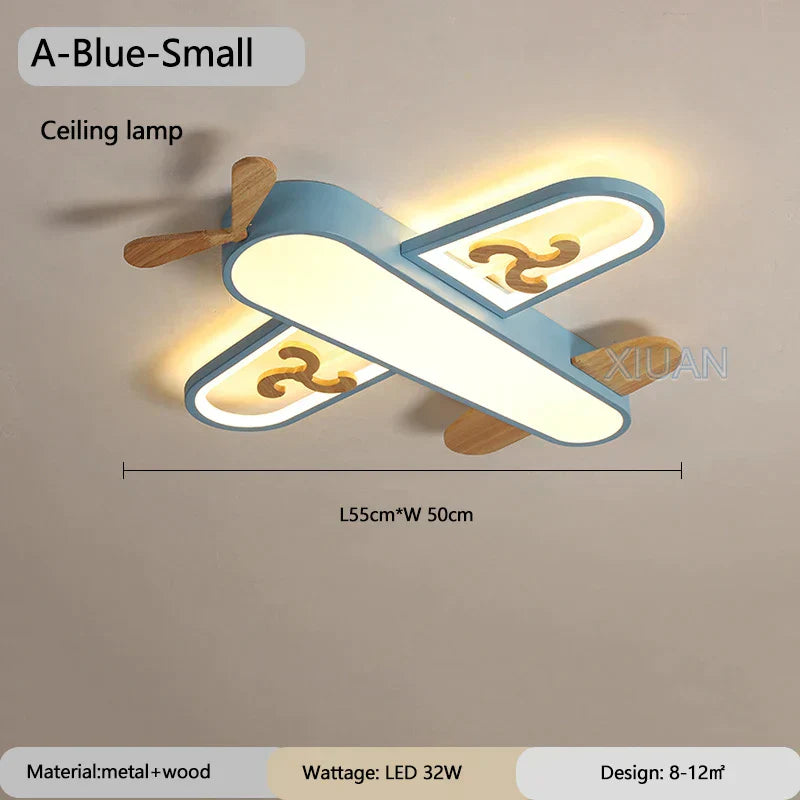 DecorBites™ Kids Airplane Pendant Lights Wood Metal Sconces Nursery School LED