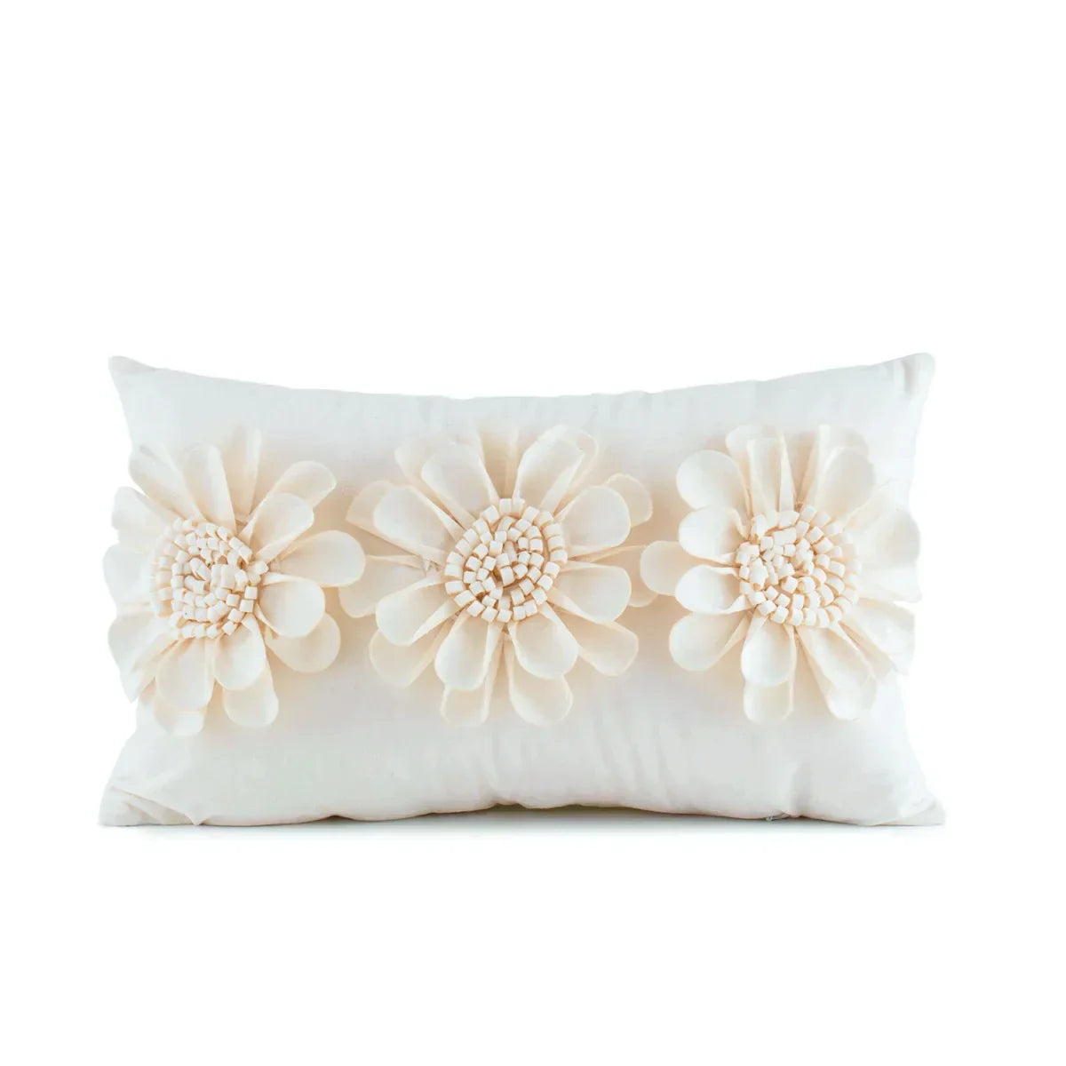 DecorBites™ 3D Velvet Flower Pillow Covers in Yellow Beige 45x45cm