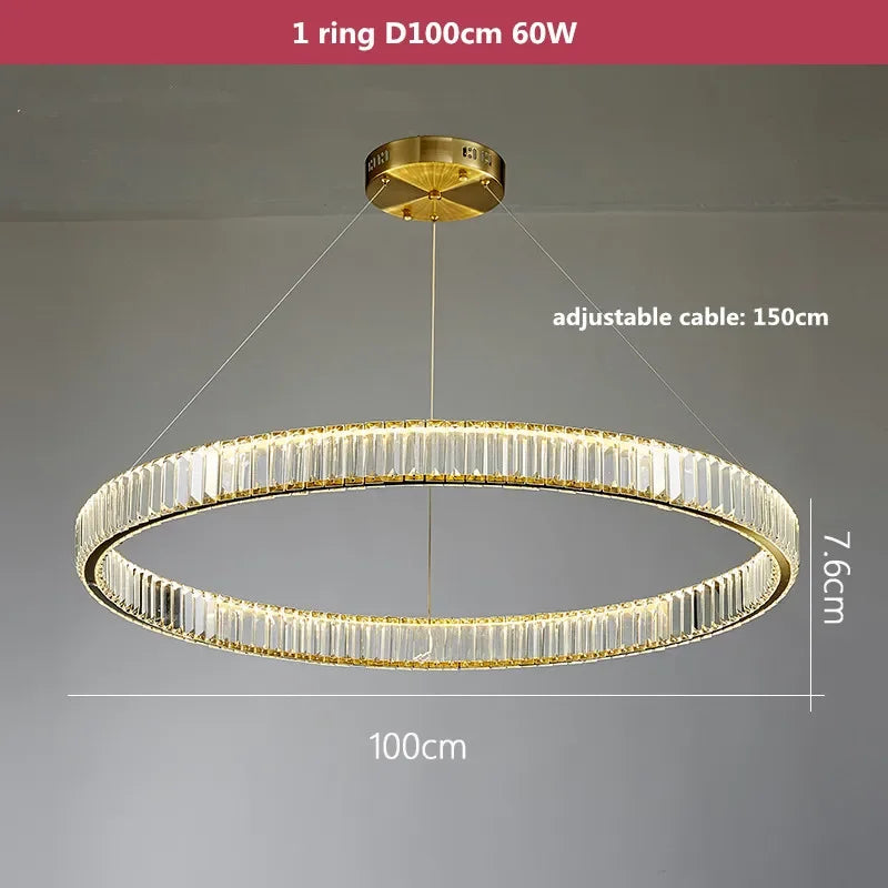 DecorBites™ Crystal LED Chandelier: Modern Steel Pendant Lighting for Luxurious Foyer Decor