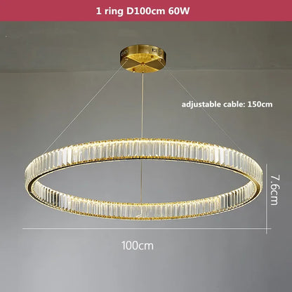 DecorBites™ Crystal LED Chandelier: Modern Steel Pendant Lighting for Luxurious Foyer Decor