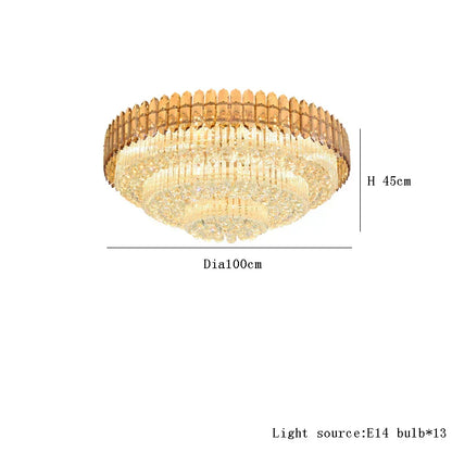 DecorBites™ Amber Crystal Round Chandelier: Nordic Large Multiple Tier Ceiling Light for Living Room
