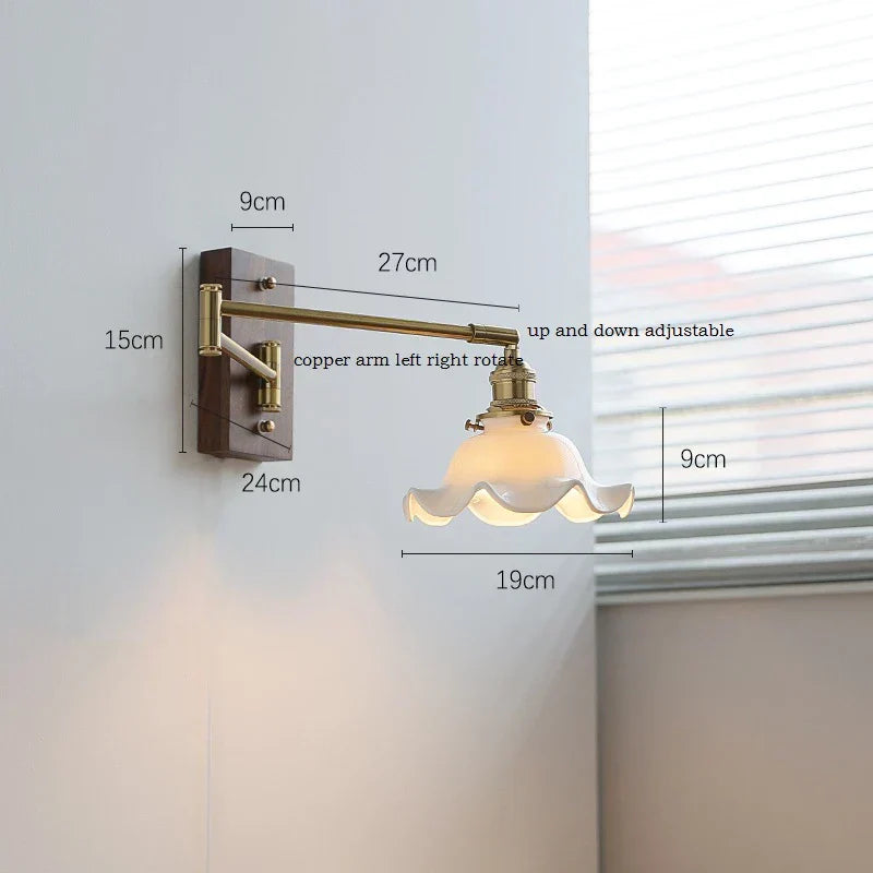DecorBites™ Ceramic LED Wall Light with Copper Arm, Modern Design, Up Down Lampshade