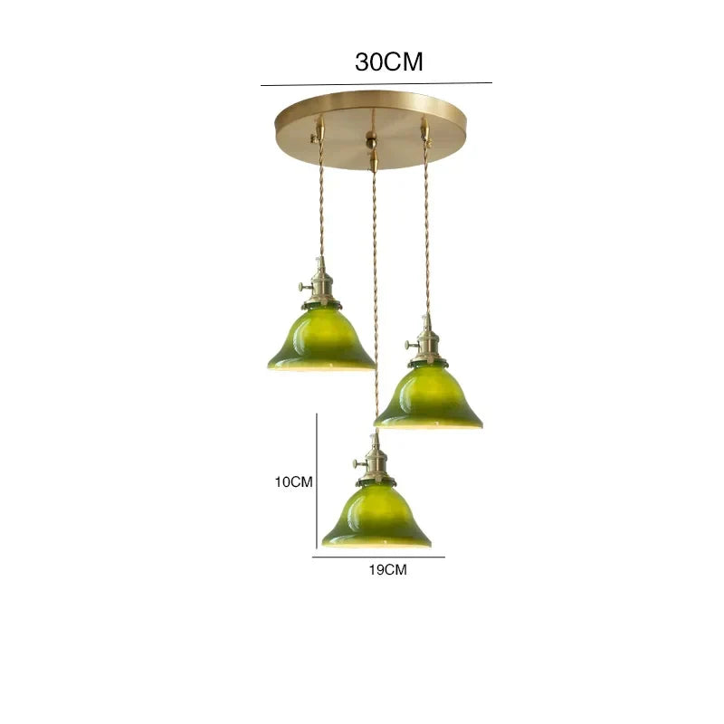 ™ Green Glass LED Pendant Light for Home, Restaurant, Bar, and Loft Style Decor.