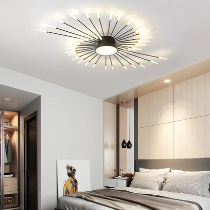 DecorBites™ Black Gold LED Chandelier: Modern Ceiling Pendant Lights for Home Living Room, Bedroom, Kitchen