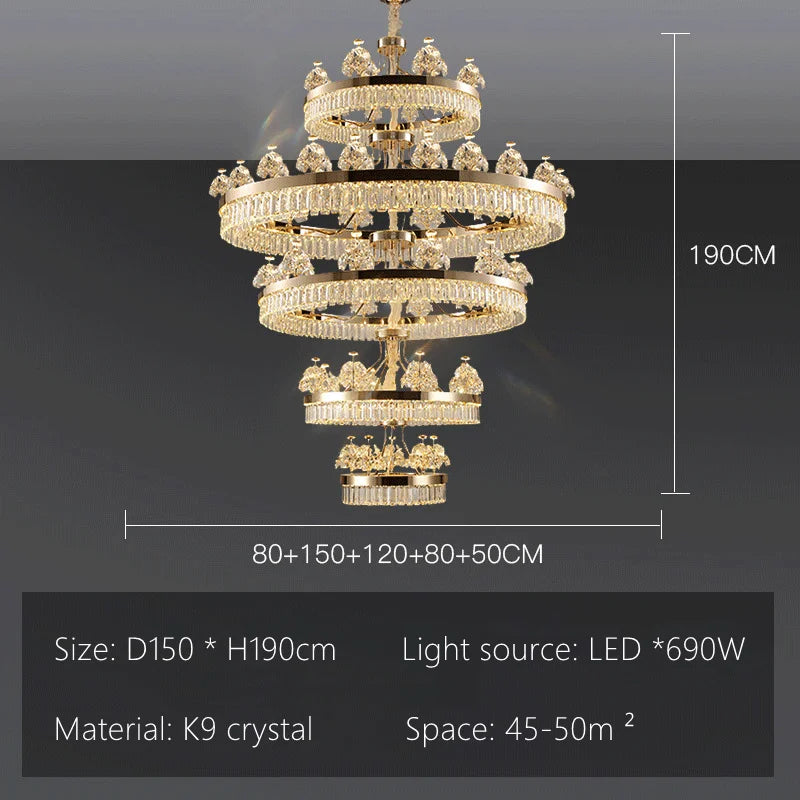 ™ Luxe Crystal Ceiling Chandelier - Elegant Home Decor Hanging Light for Living Room