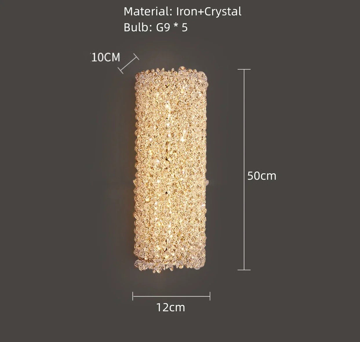 DecorBites™ Crystal Wall Lamp: Gold Metal, G9 Bulb, Adjustable Wire Drop, Elegant Lighting