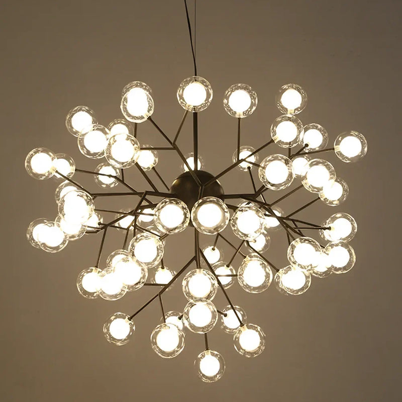 DecorBites™ Heracleum Firefly Glass Round Ball Chandelier - Luxury Staircase Dining Room Lighting