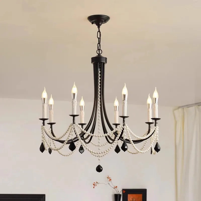 DecorBites™ Black Metal Led Candle Chandelier Pendant Lights for Chic Home Decor