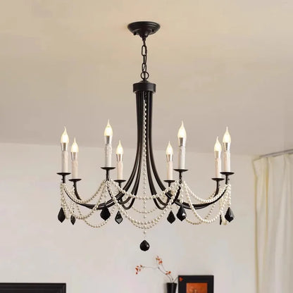 DecorBites™ Black Metal Led Candle Chandelier Pendant Lights for Chic Home Decor
