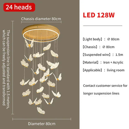 DecorBites™ Gold LED Butterfly Pendant Lights for Home Staircase, Living Room, Bedroom Chandeliers