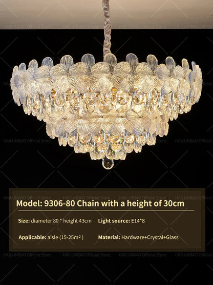 DecorBites™ Crystal Chandelier: French Cream Style Light Luxury for Living Room and Master Bedroom