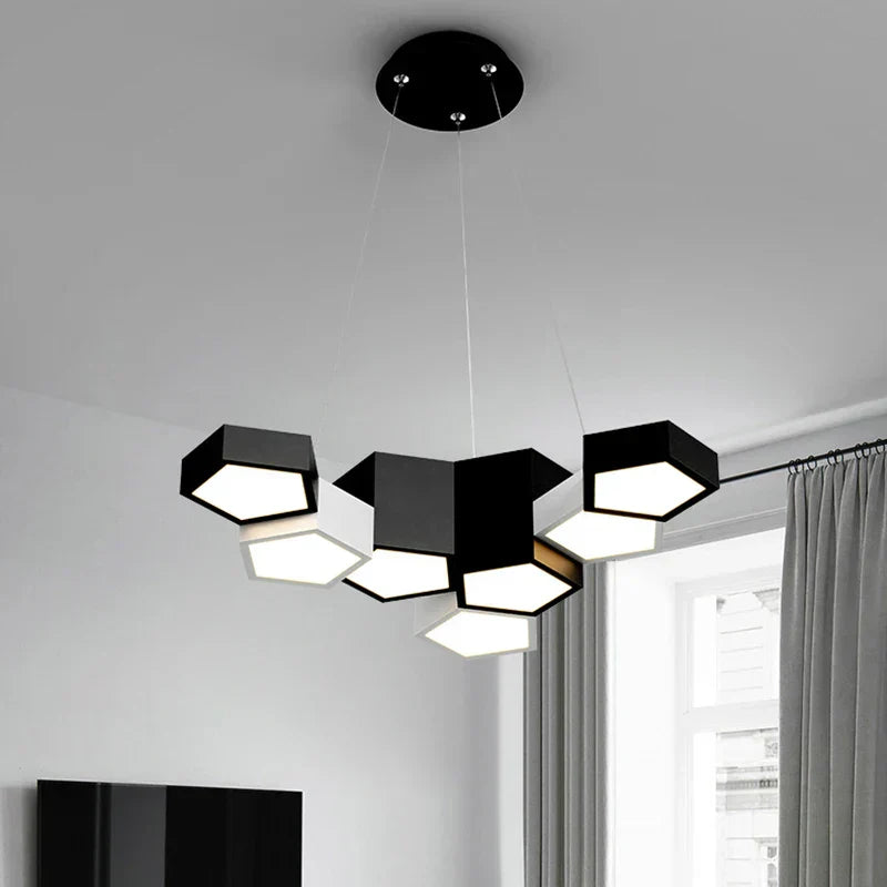 DecorBites™ Black White Diamond LED Ceiling Chandelier for Modern Home and Office