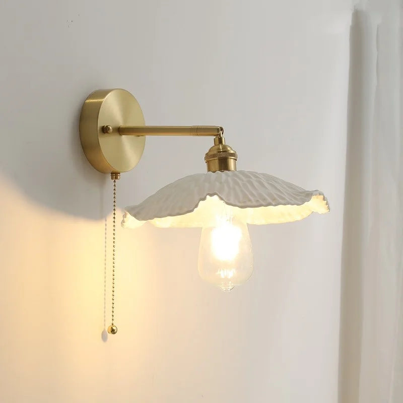 DecorBites™ Ceramic Copper LED Wall Light with Pull Chain Switch for Modern Nordic Home Decor