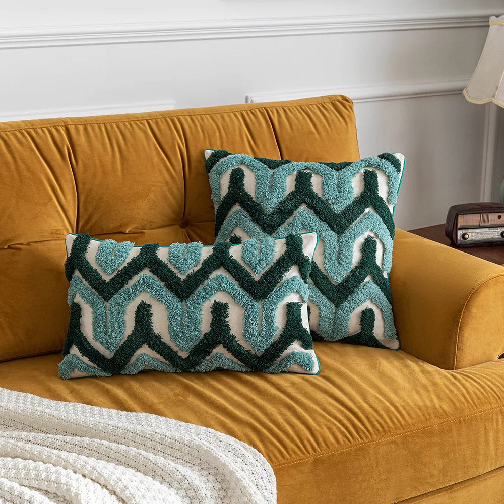 DecorBites™ Boho Tufted Geometric Cotton Canvas Pillow Covers