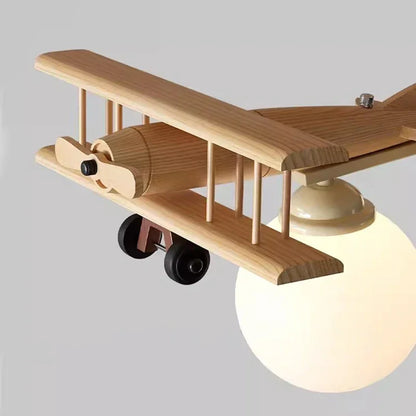 DecorBites™ Airplane LED Wooden Plane Chandelier for Kids Room, Boys Bedroom, Creative Lighting