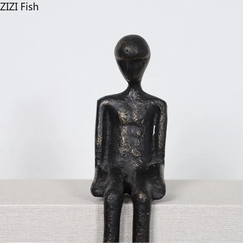 DecorBites™ Black Character Metal Statue Desk Ornament Sculpture Home Decor Figure Artwork