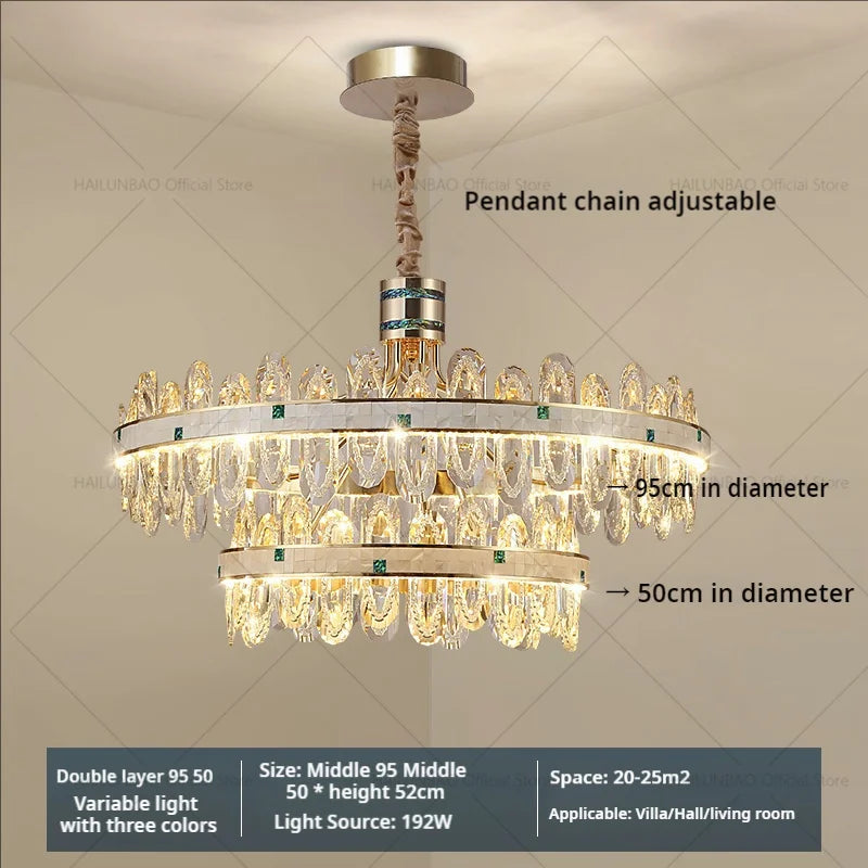 DecorBites™ 2024 High-End Villa Crystal Chandelier with Hollow Design for Luxurious Living Rooms