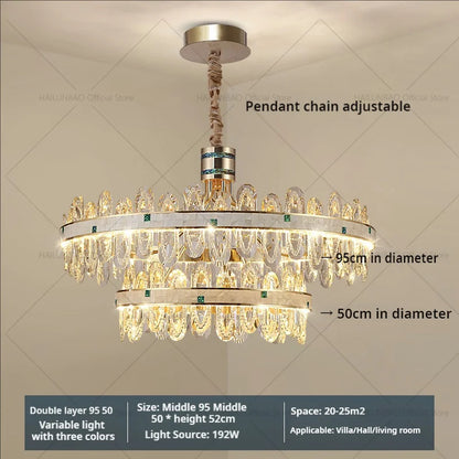 DecorBites™ 2024 High-End Villa Crystal Chandelier with Hollow Design for Luxurious Living Rooms