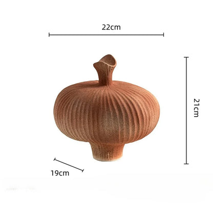 DecorBites™ Geometric Abstract Ceramic Flower Vase Bottle - Handcrafted Home Decor Pottery