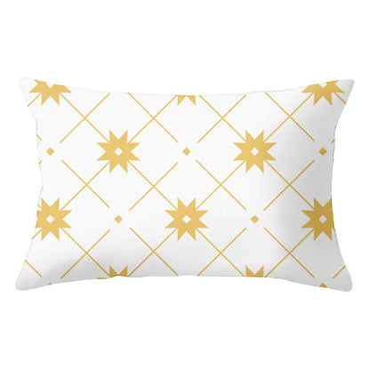 DecorBites™ Geometric Striped Curved Rectangle Pillowcase - Yellow Blue Sofa Throw Pillows