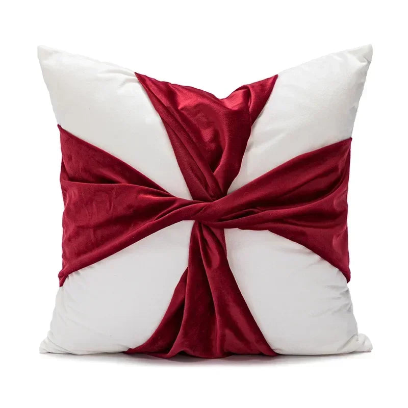 DecorBites™ Christmas Cartoon Candy Cushion Cover - Nordic Red Festival Patchwork Embroidered Design