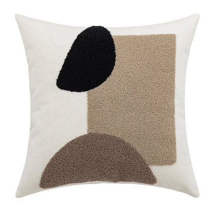 DecorBites™ Abstract Beige Coffee Brown Knot Cushion Cover | Handmade Neutral Art for Sofa Bed