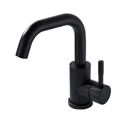 DecorBites™ Black Basin Faucet Single Cold Hot Sink Tap Short Kitchen Mixer Rotatable