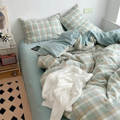 ™ Japanese Style Cotton Printed 4Pcs Bedding Set with Double-Sided Design