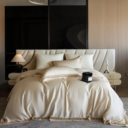 DecorBites™ Eucalyptus Fiber Duvet Cover Set: Soft, Silky, Cool, Hollow Edge, Summer Bedding