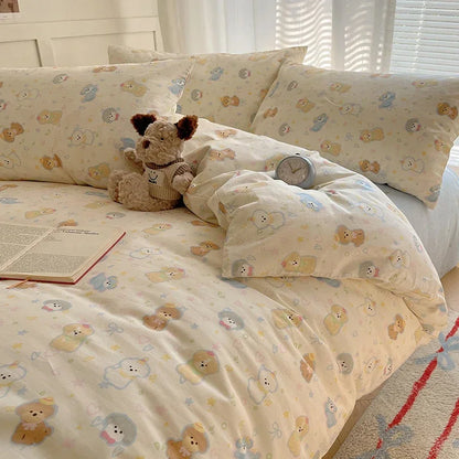 DecorBites™ Cartoon Printed Cotton Bedding Set - Soft, Skin-Friendly Duvet Cover