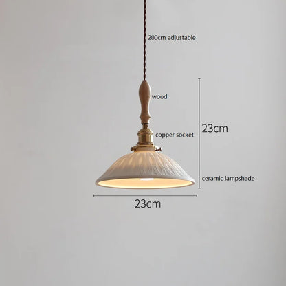DecorBites™ Butterfly Ceramic LED Pendant Lamp with Wooden Handle for Home Decor