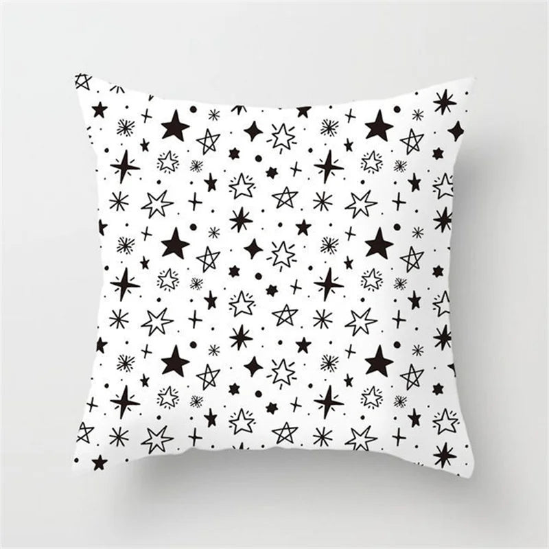 DecorBites™ Heart Stripe Pillow Cases | Black & White Polyester Cushion Covers