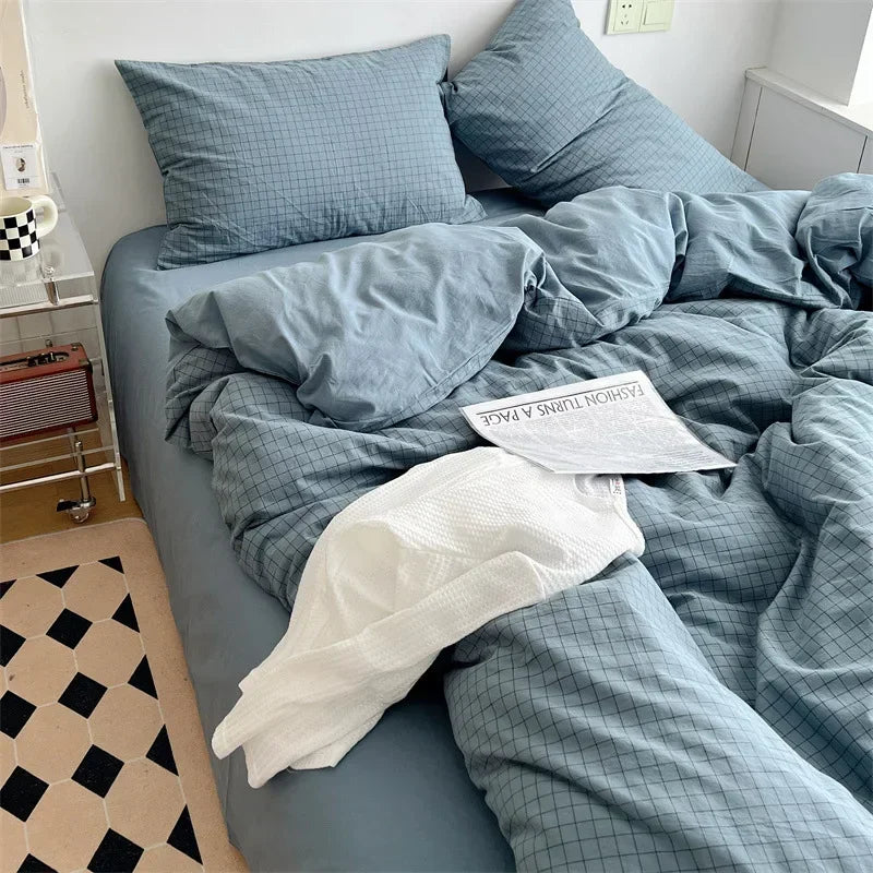 ™ Japanese Style Cotton Printed 4Pcs Bedding Set with Double-Sided Design