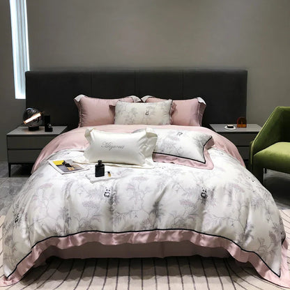 DecorBites™ Eucalyptus Lyocell Flowers Duvet Set with Sheet & Pillowcases
