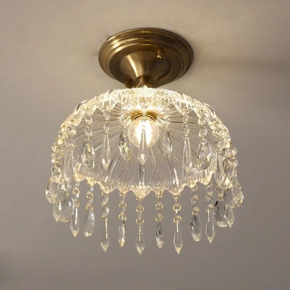DecorBites™ Glass Grid LED Ceiling Lamp: Luxury Crystal Nordic Copper Ceiling Lights
