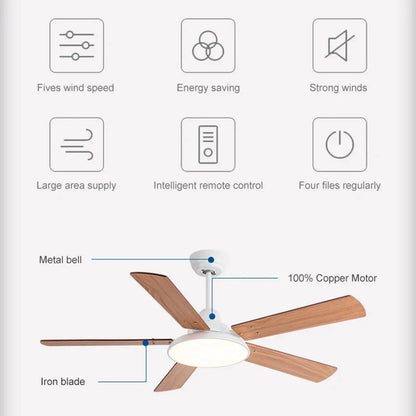 DecorBites™ 5-Blade Wooden Ceiling Fan Light with Remote Control and Adjustable Wind Speed