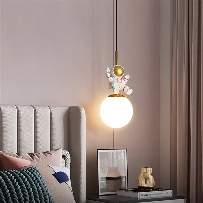 DecorBites™ Astronaut Chandelier: Personalized Children's Room Decor Lighting for Warm Atmosphere