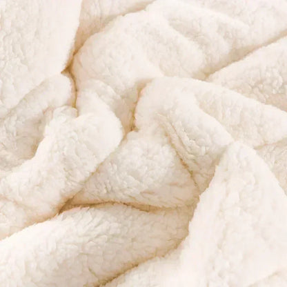 DecorBites™ Cozy Flannel Fleece Lambswool Blanket - 3 Layers, Warm & Soft for Bed.