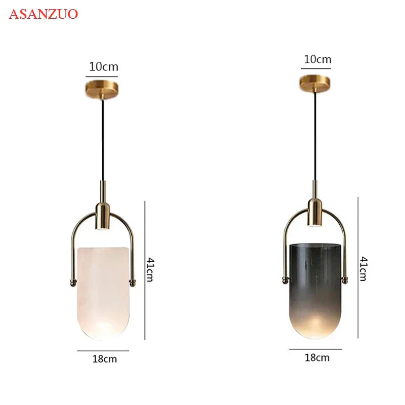 ™ Gradient Glass Pendant Light: Modern Nordic Hanging Fixture for Bedside Living Dining Decor