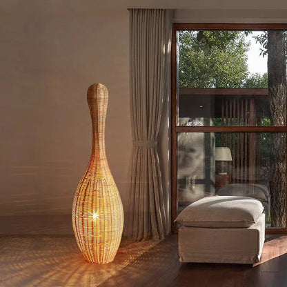 DecorBites™ Bamboo Floor Lamp: Unique Rattan Light for Living Room, Bedroom, Teahouse Decor